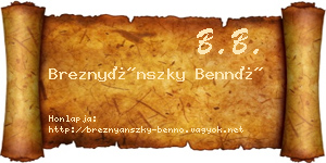 Breznyánszky Bennó névjegykártya